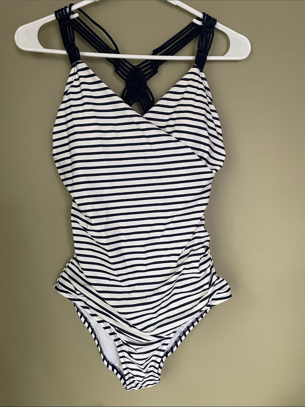 Navy & White Striped Women’s’ One-Piece Swimsuit